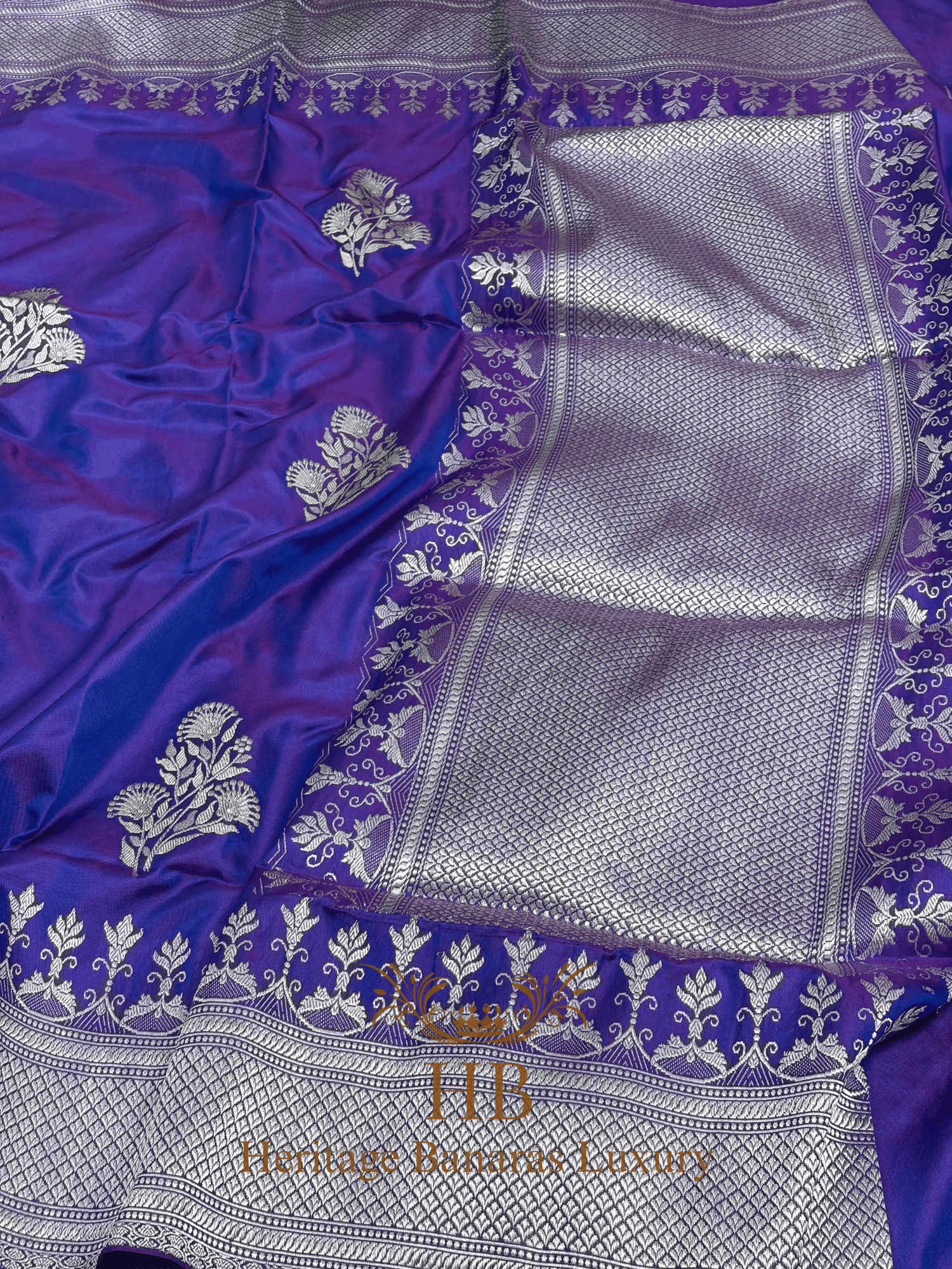 Purple Handwoven Banarasi Pure Katan Silk Ektara Saree