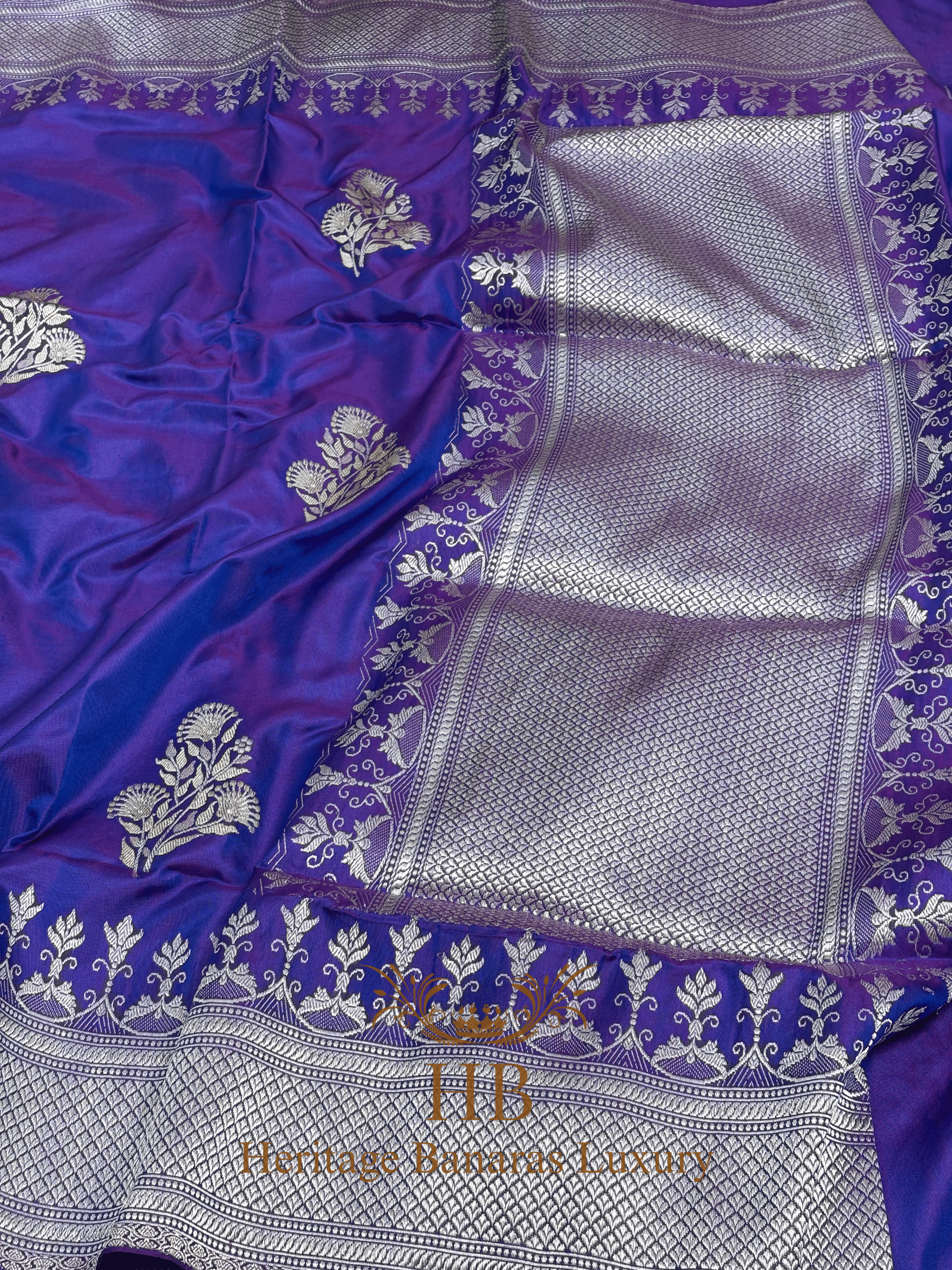 Purple Handwoven Banarasi Pure Katan Silk Ektara Saree