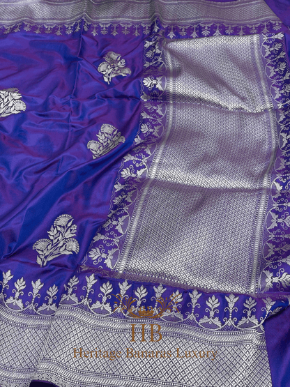 Purple Handwoven Banarasi Pure Katan Silk Ektara Saree
