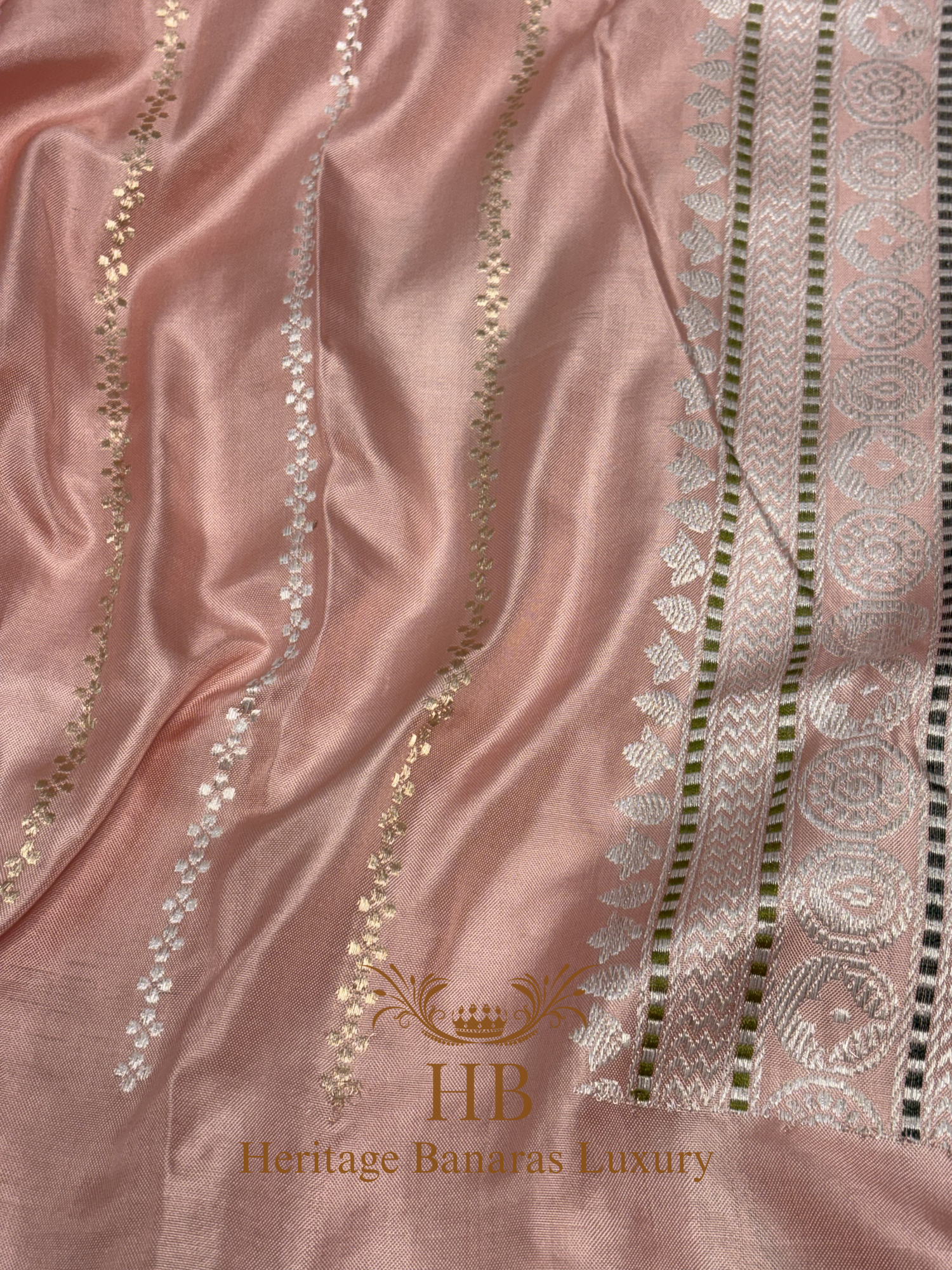 Peach Handwoven Banarasi Pure Katan Silk Ektara