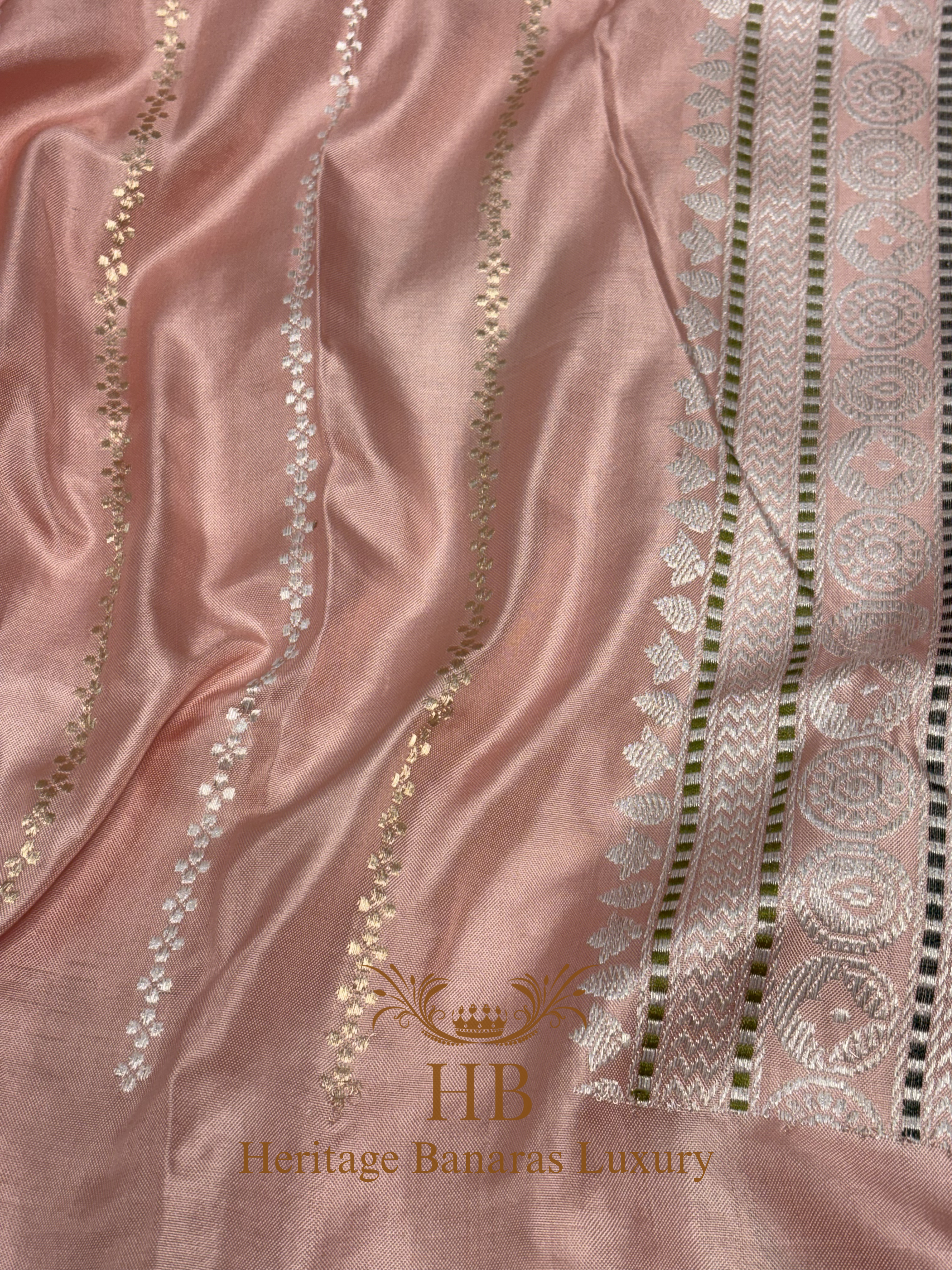 Peach Handwoven Banarasi Pure Katan Silk Ektara