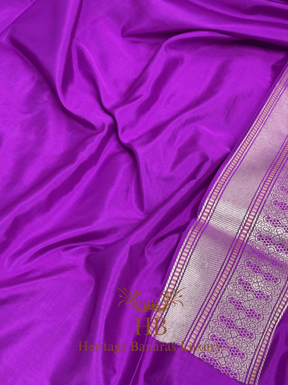 Pure Purple Banarasi Katan Silk Handwoven Saree