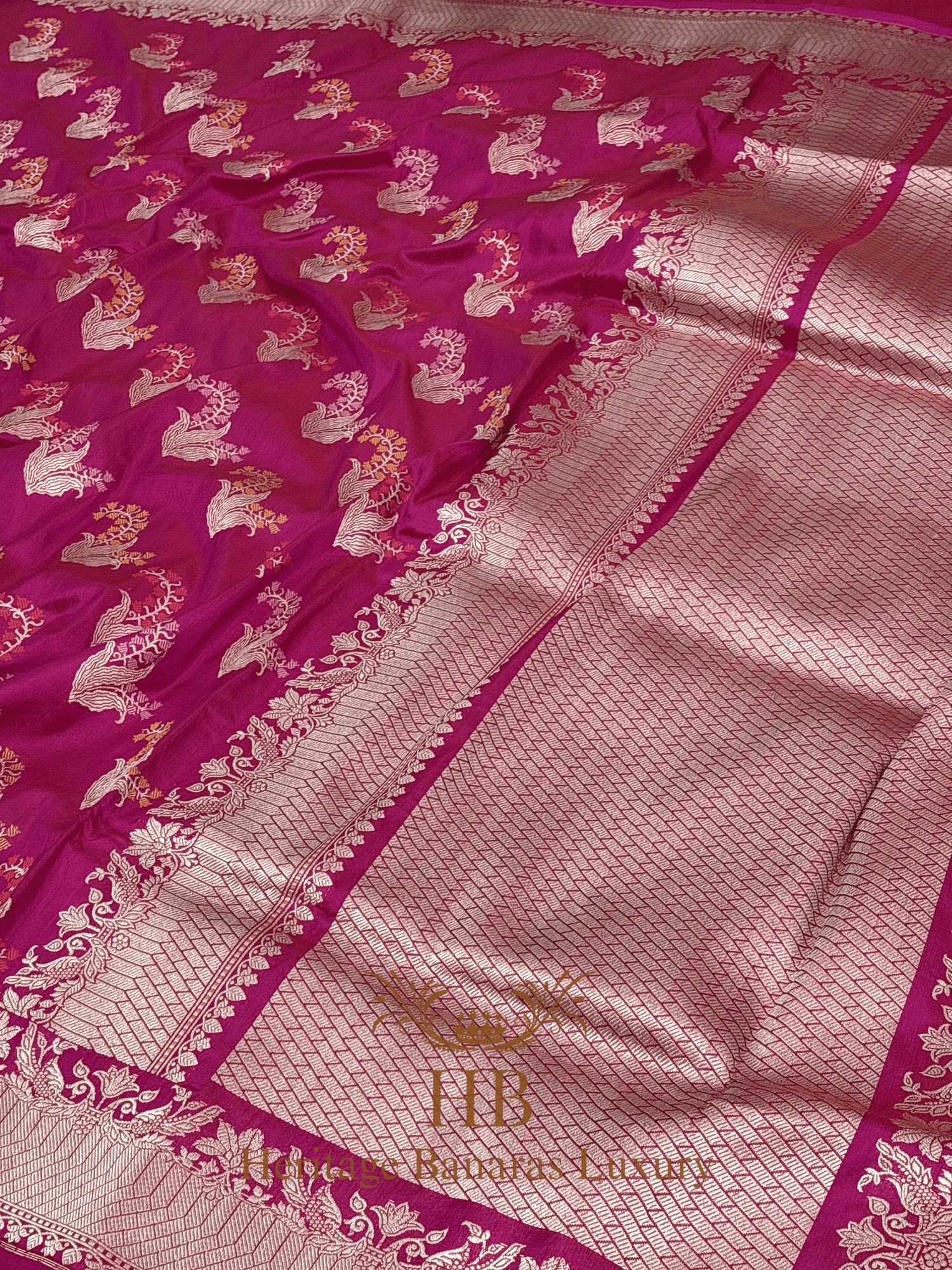 Pure Rani Pink Katan Silk Handwoven Saree
