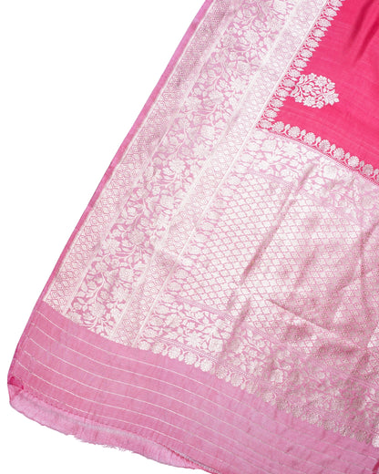 Rani Pink Handloom Pure Silk Banarasi Saree