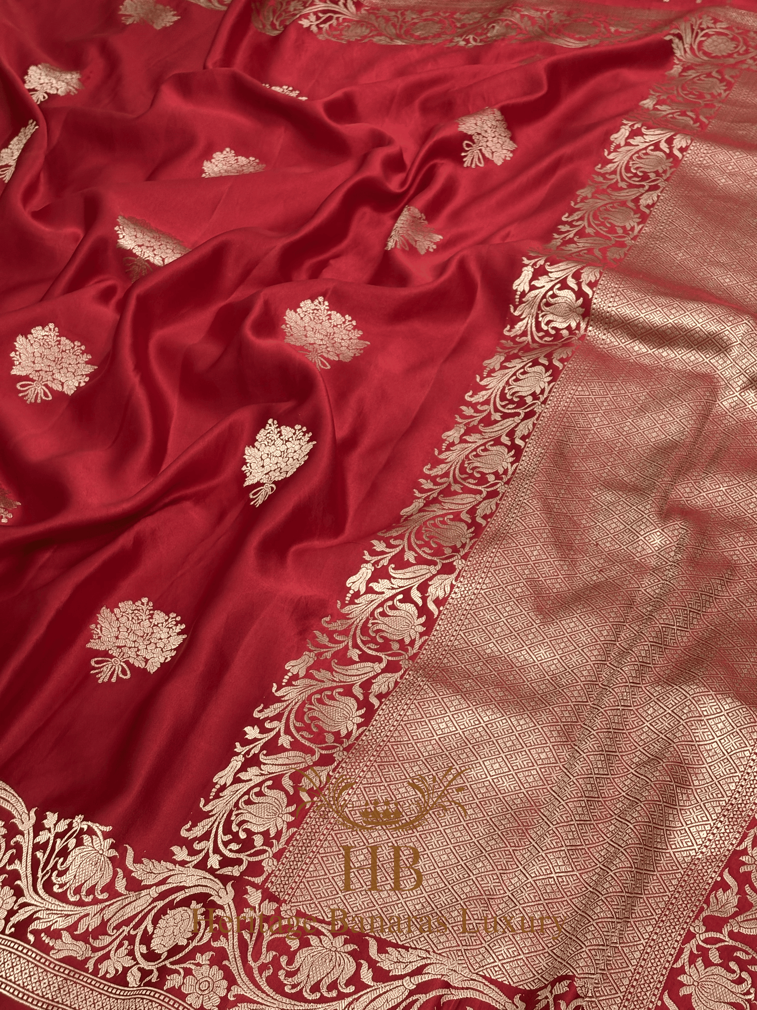 Royal Red Handwoven Banarasi Pure Mashru Silk Saree