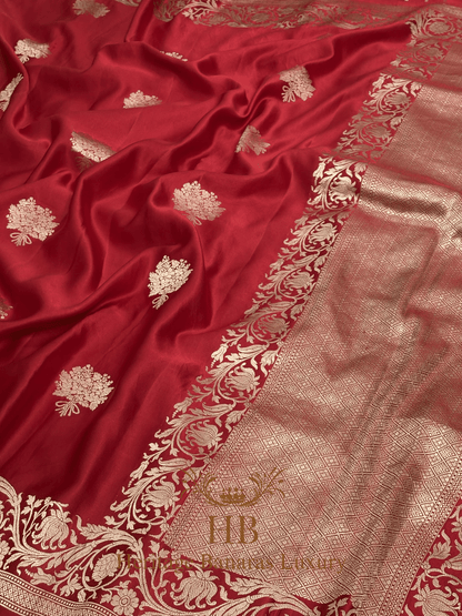Royal Red Handwoven Banarasi Pure Mashru Silk Saree