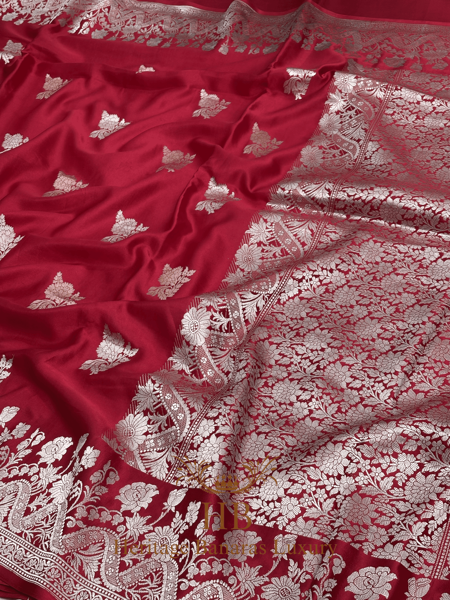Royal Red Handwoven Banarasi Pure Mashru Silk Saree