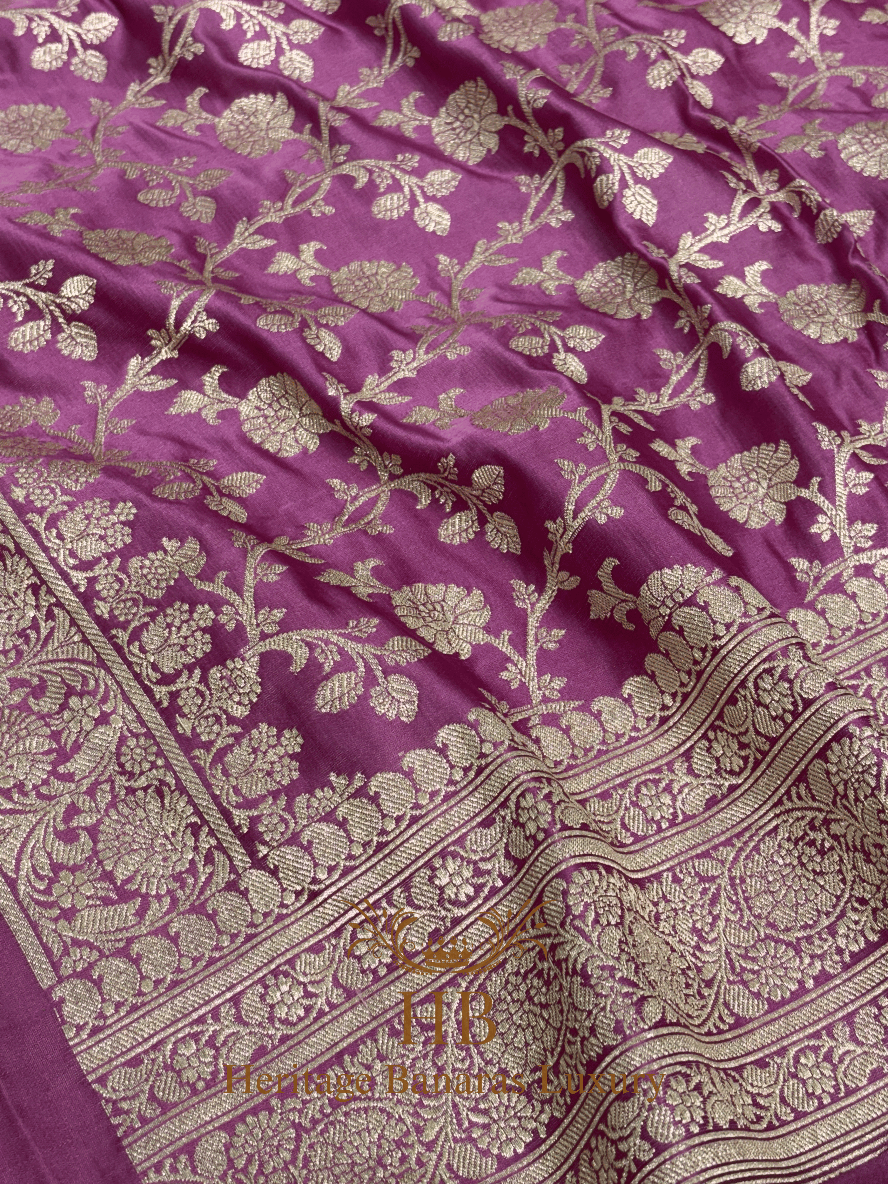 Baby Pink Handwoven Banarasi Pure Satin Silk Saree
