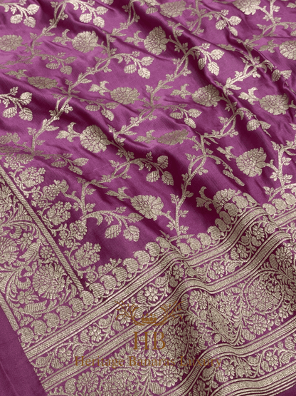 Baby Pink Handwoven Banarasi Pure Satin Silk Saree