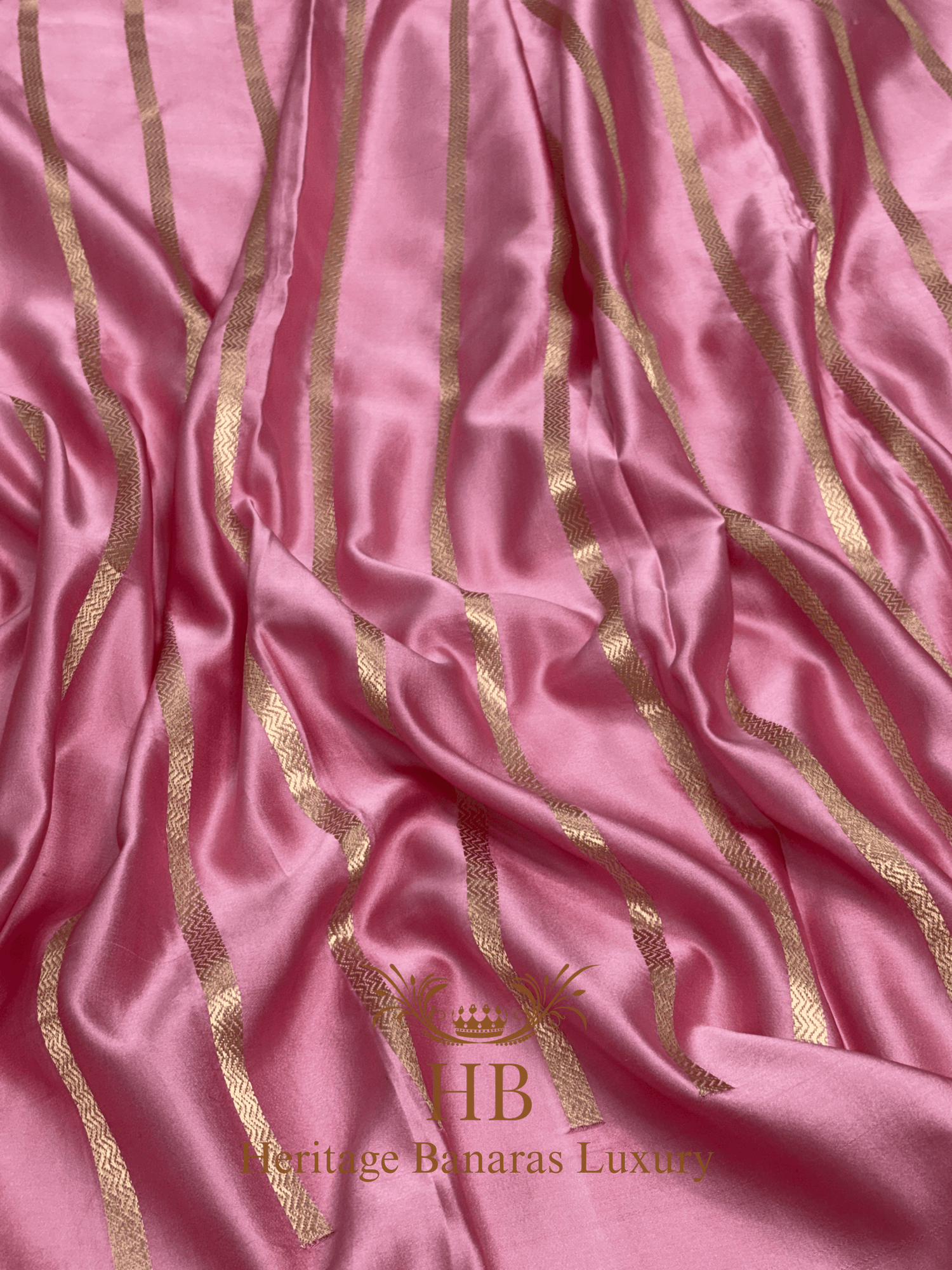 Baby Pink Pure Handwoven Banarasi Mashru Silk Saree