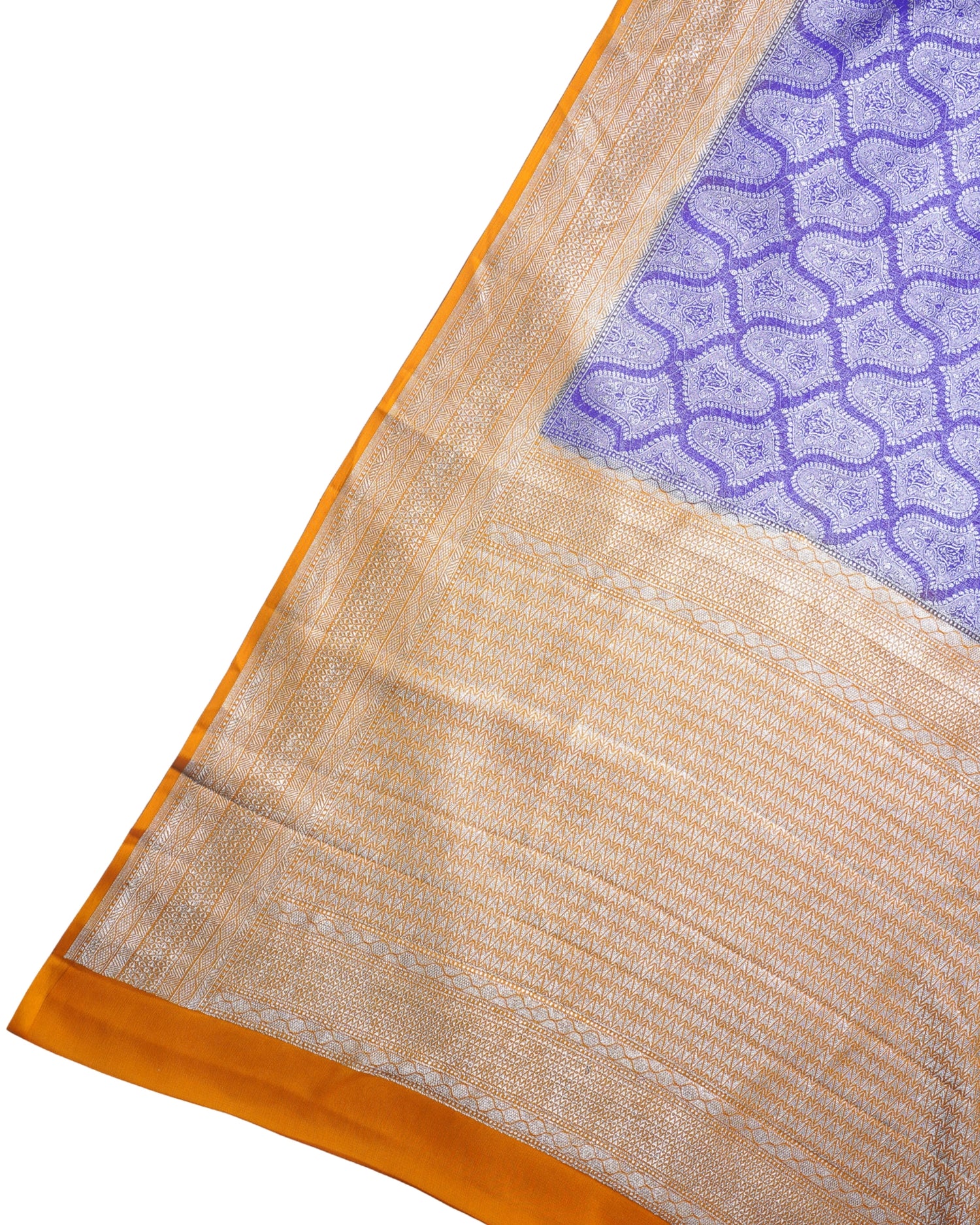 Lavender Pure Khaddi Georgette Brocade Banarasi Saree with Yellow Boder
