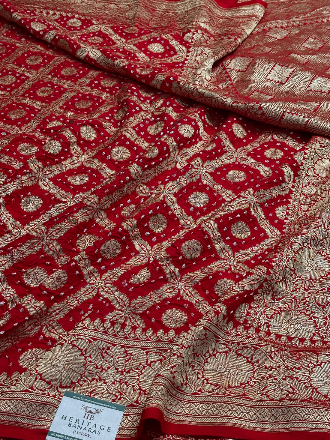 Red Banarasi Mashru Bandhan Silk Saree