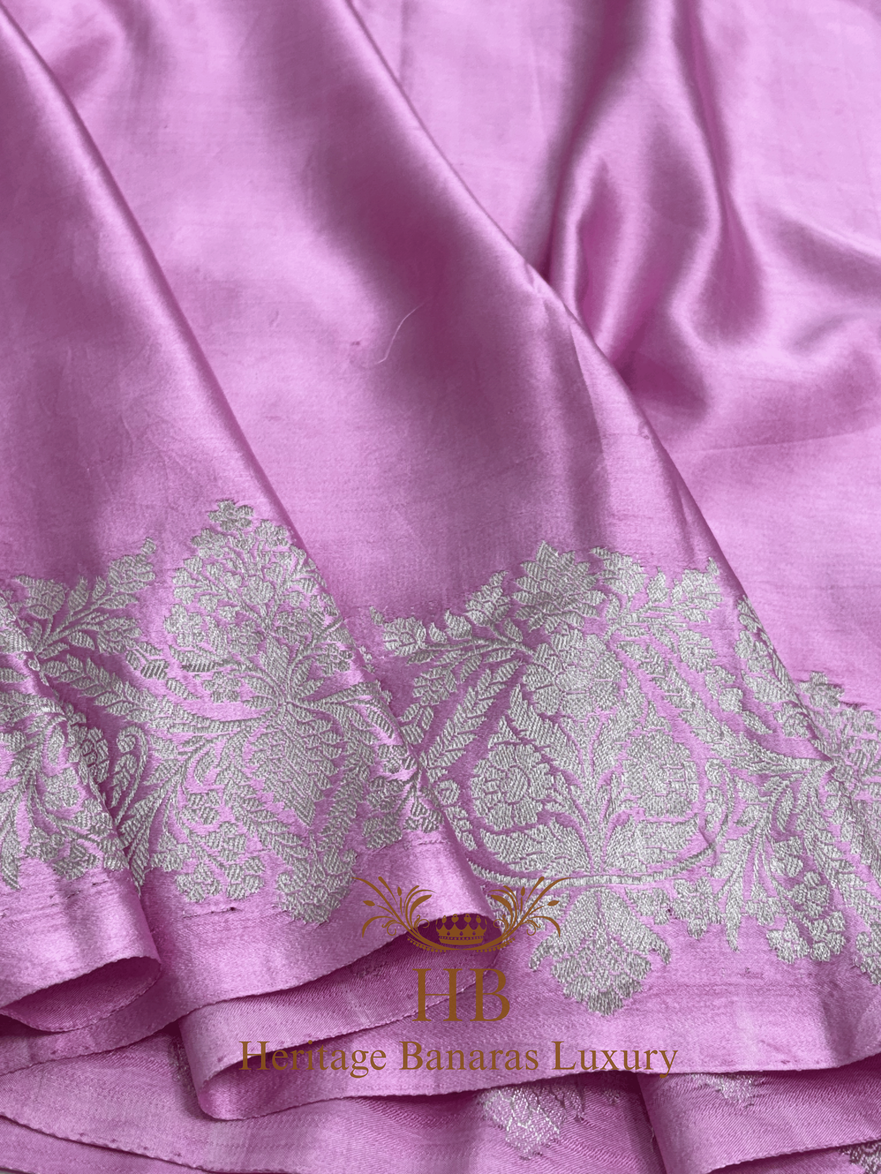 Baby Pink Handwoven Banarasi Pure Mashru Silk Saree