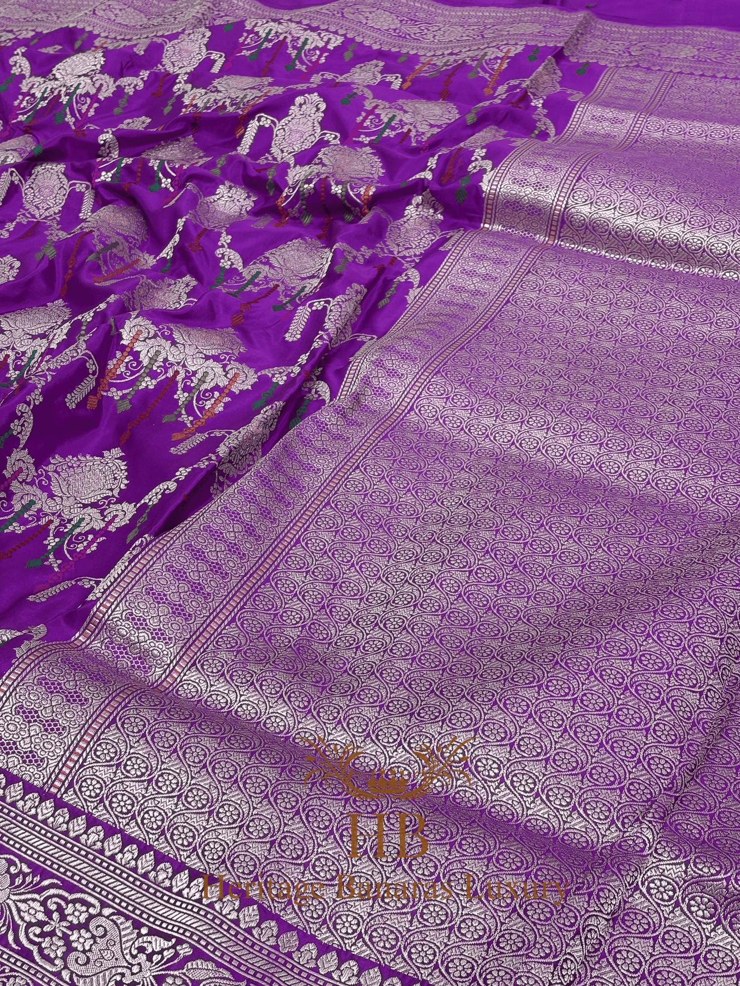 Pure Purple Banarasi Katan Silk Handwoven Saree