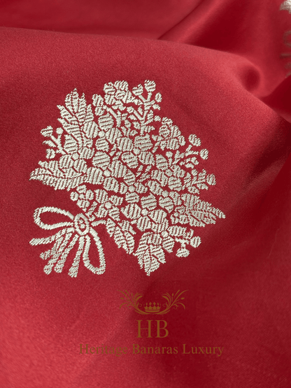 Royal Red Handwoven Banarasi Pure Mashru Silk Saree