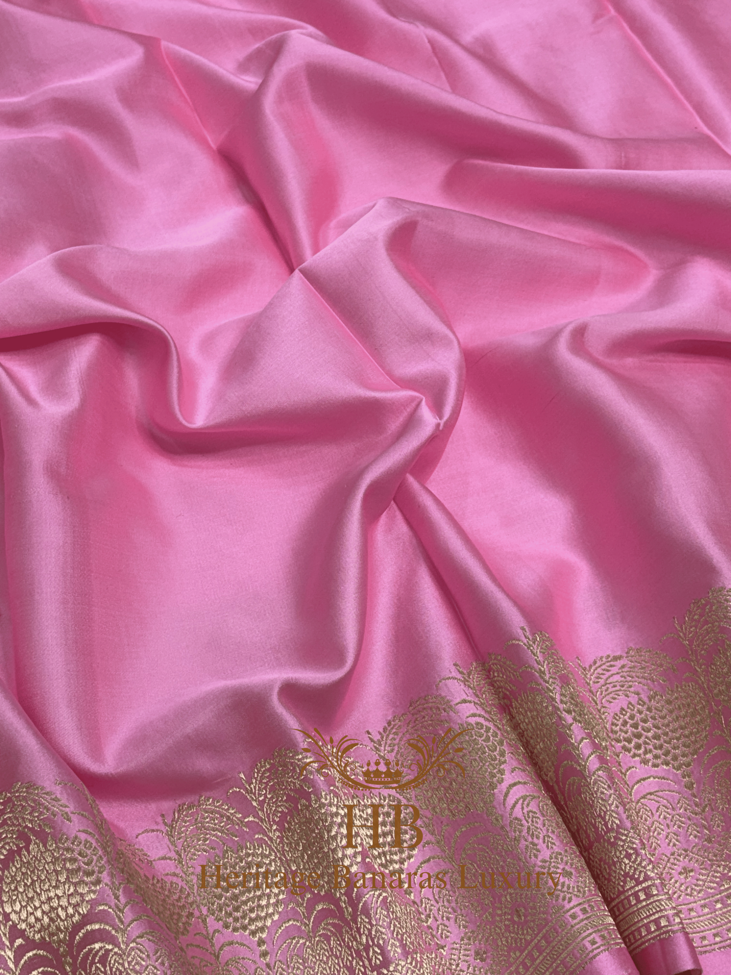 Baby Pink Handwoven Banarasi Pure Mashru Silk Saree