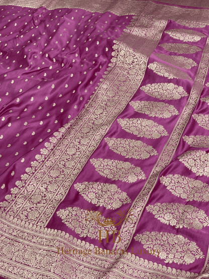 Baby Pink Handwoven Banarasi Pure Satin Silk Saree