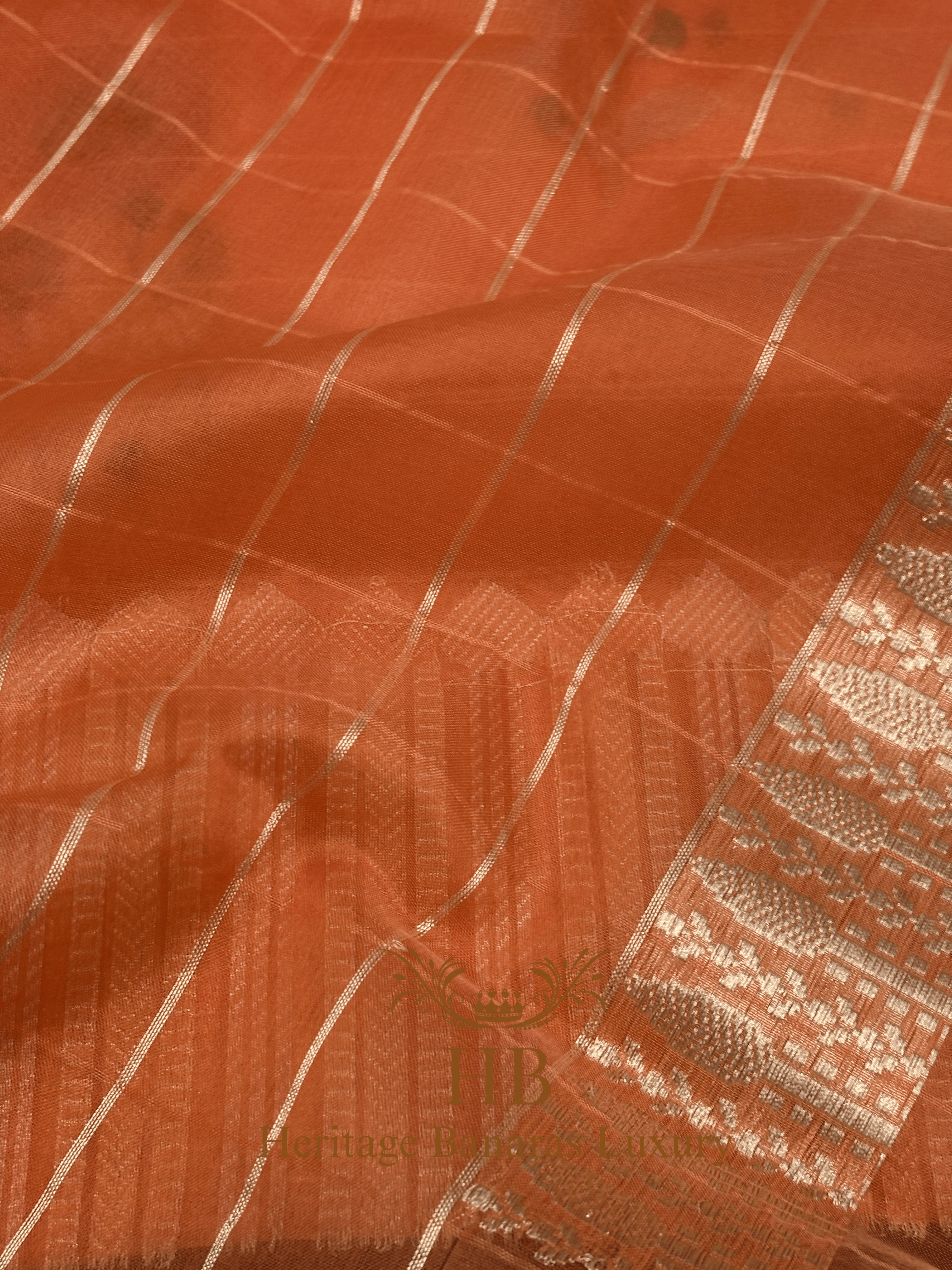 Orange Handloom Pure Kora Silk