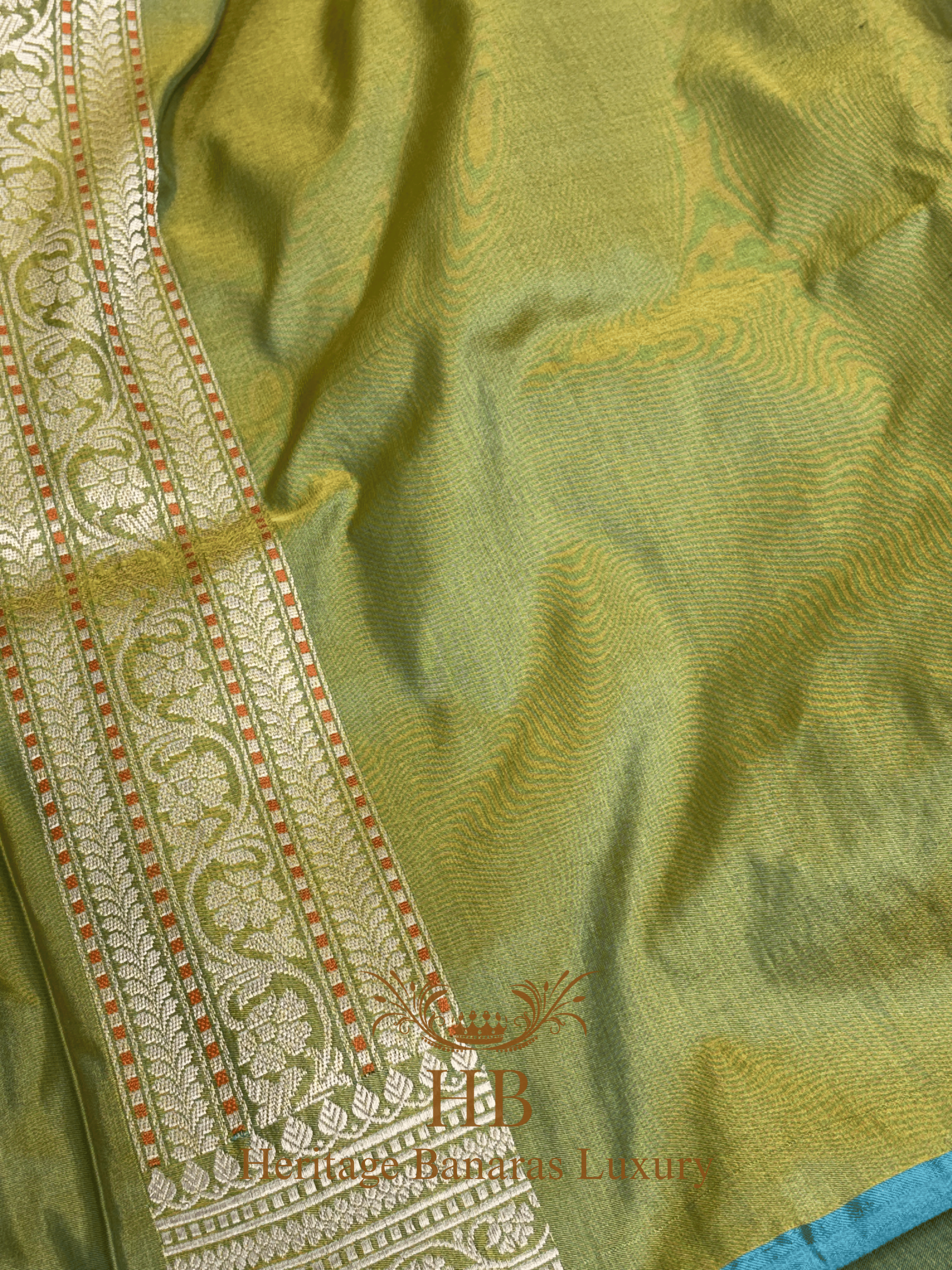 Pure Sea Green Tanchoi Handwoven Saree