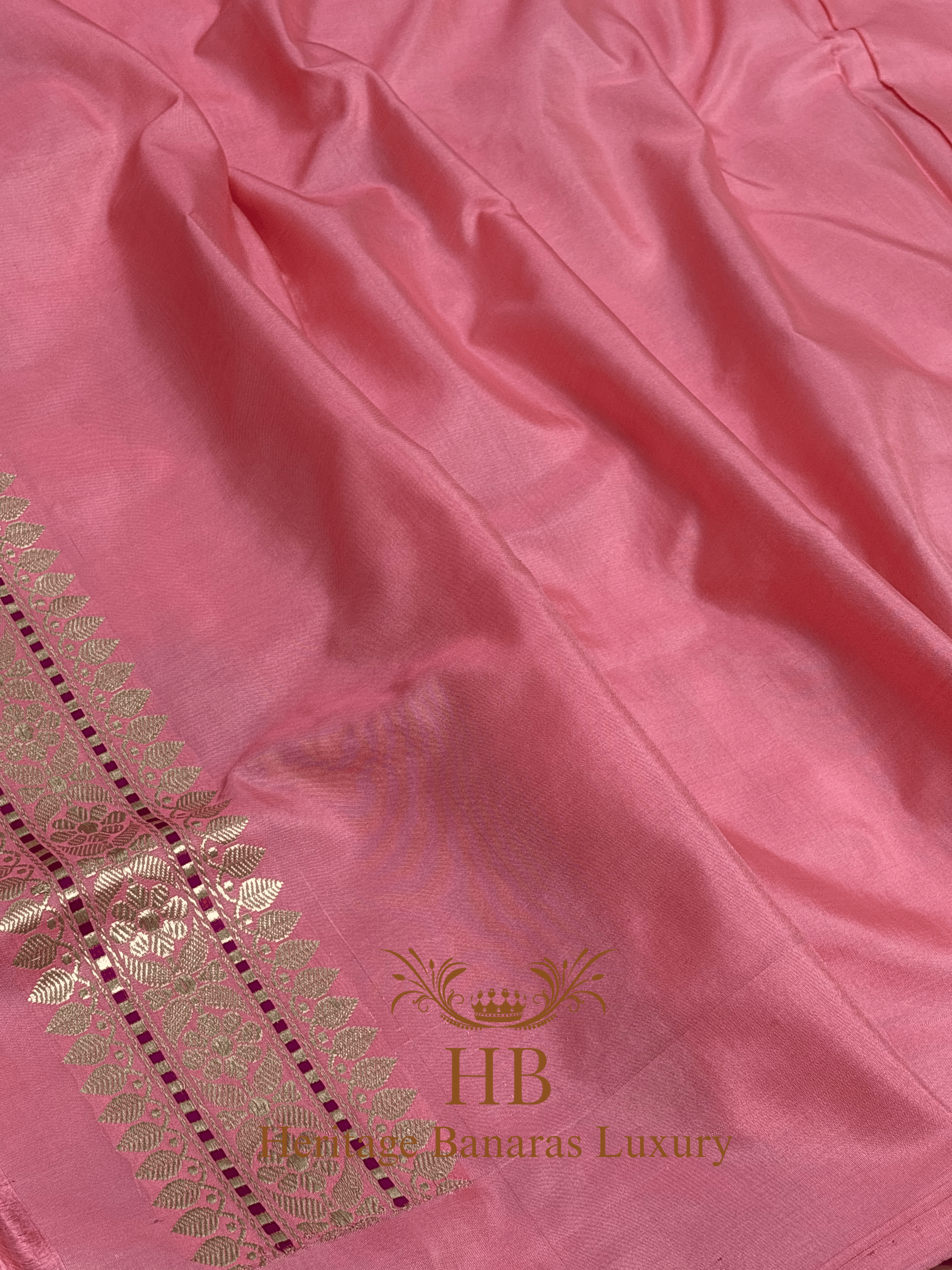 Pure Peach Banarasi Katan Silk Handwoven Saree