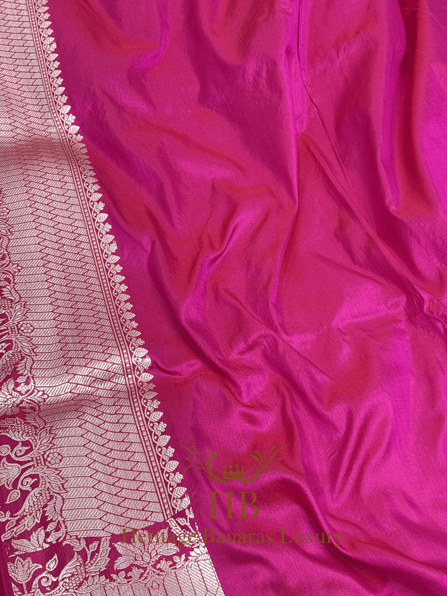 Pure Rani Pink Katan Silk Handwoven Saree