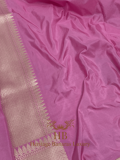 Pure Baby Pink Banarasi Katan Silk Handwoven Saree with Zari Work