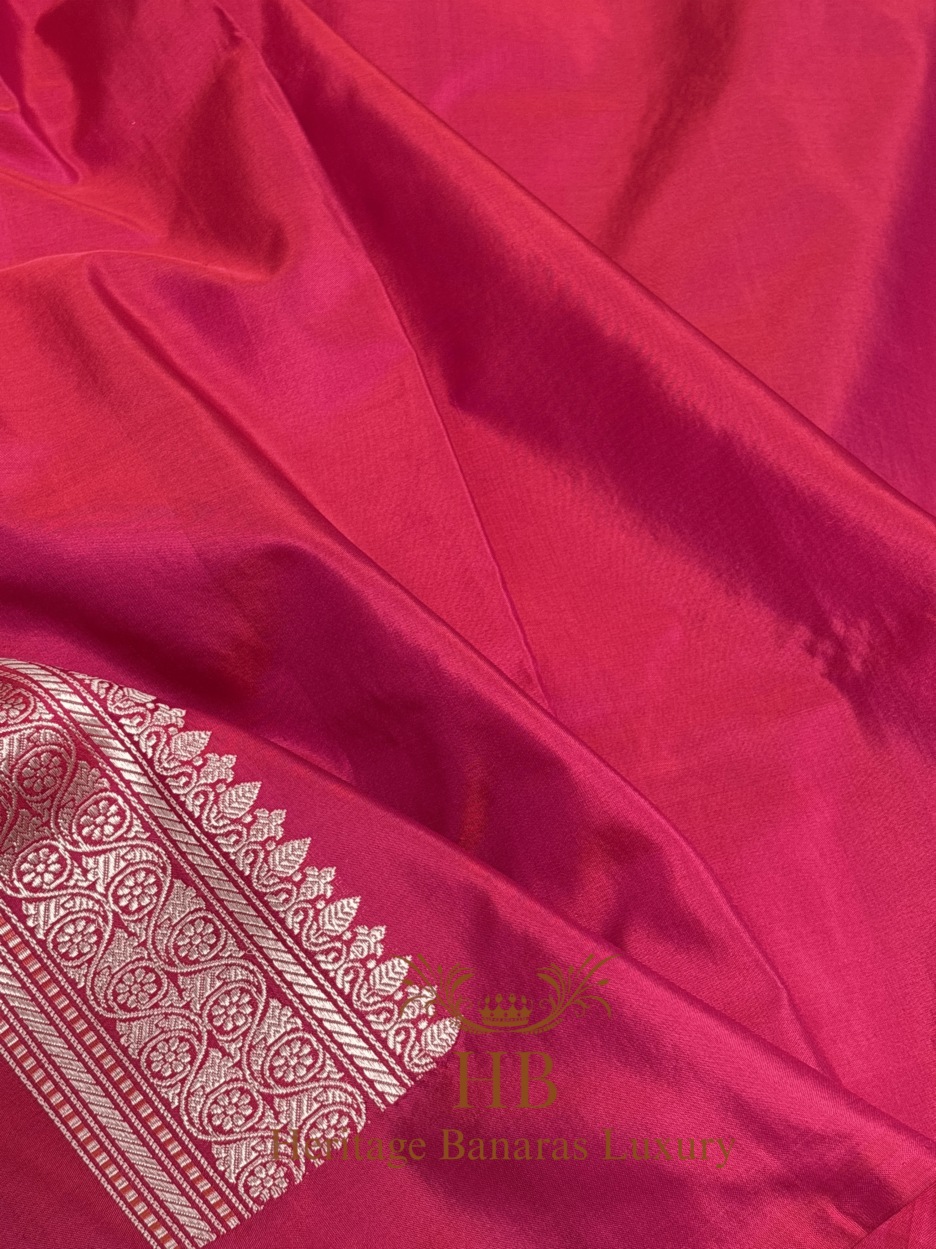 Pure Red Banarasi Katan Silk Handwoven Saree k