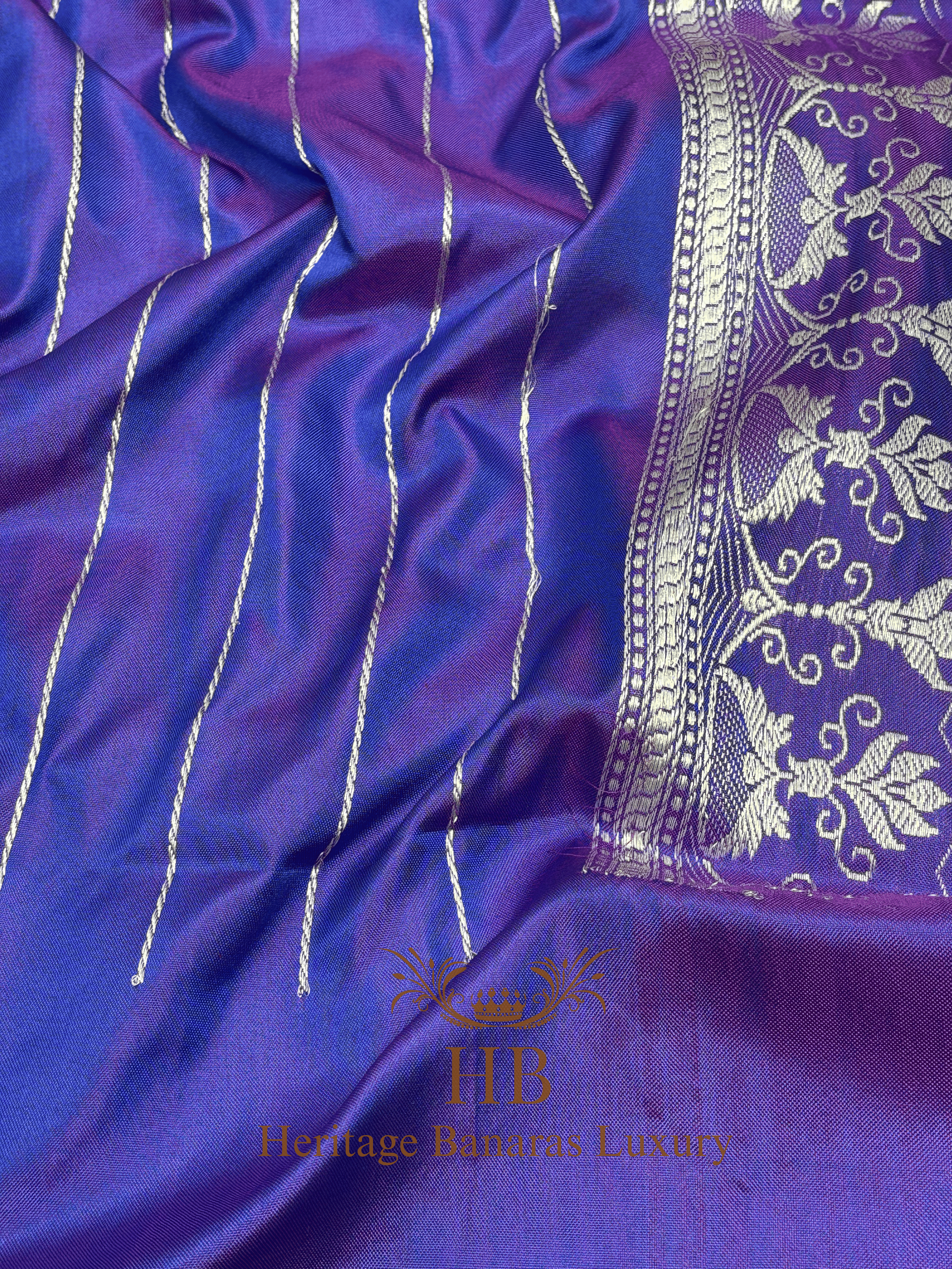 Purple Handwoven Banarasi Pure Katan Silk Ektara Saree