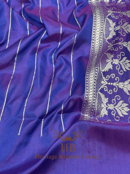 Purple Handwoven Banarasi Pure Katan Silk Ektara Saree