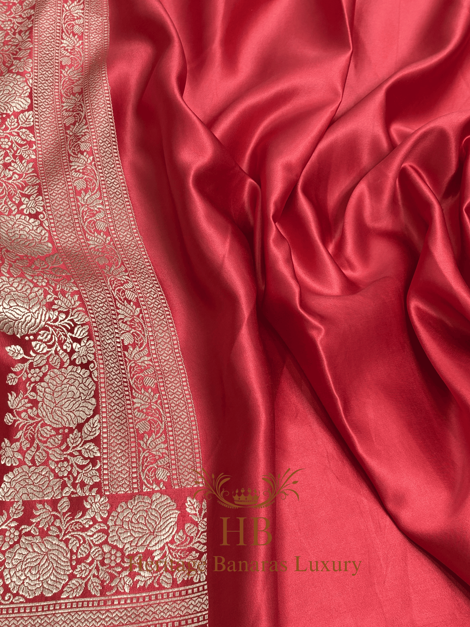 Rich Red Handwoven Banarasi Pure Mashru Silk Saree