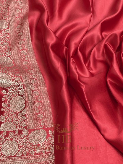 Rich Red Handwoven Banarasi Pure Mashru Silk Saree