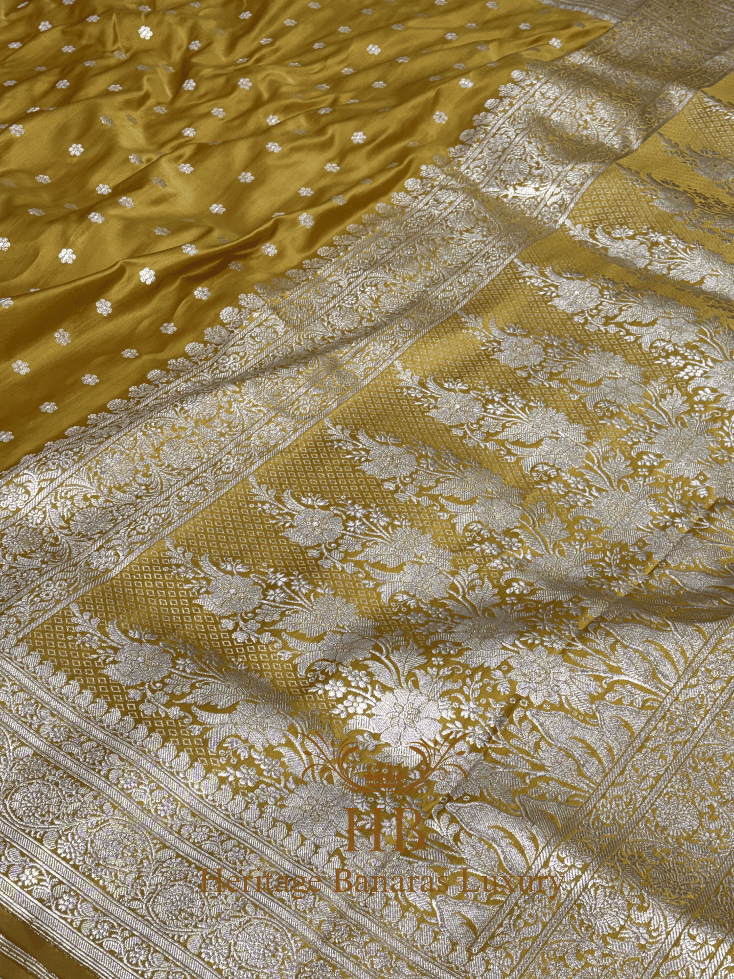 Yellow Handwoven Banarasi Pure Satin Silk Saree