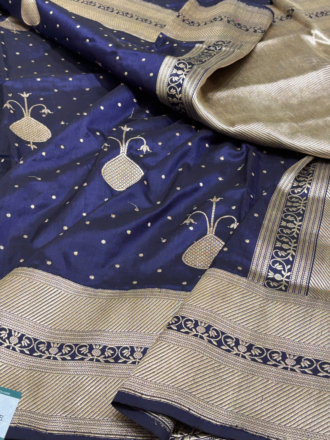 Royal Navy Blue 
Pure Banarasi Katan Silk Handwoven Saree
