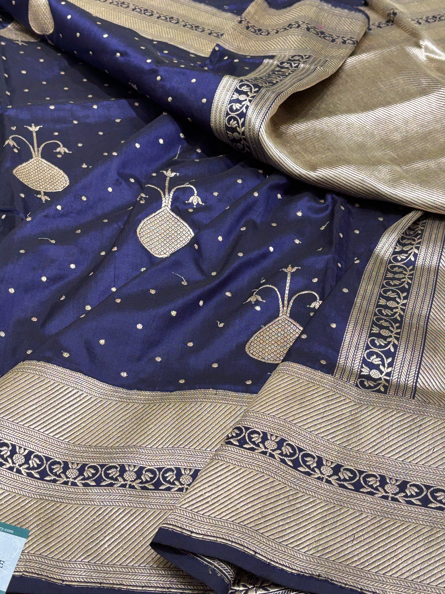 Royal Navy Blue 
Pure Banarasi Katan Silk Handwoven Saree