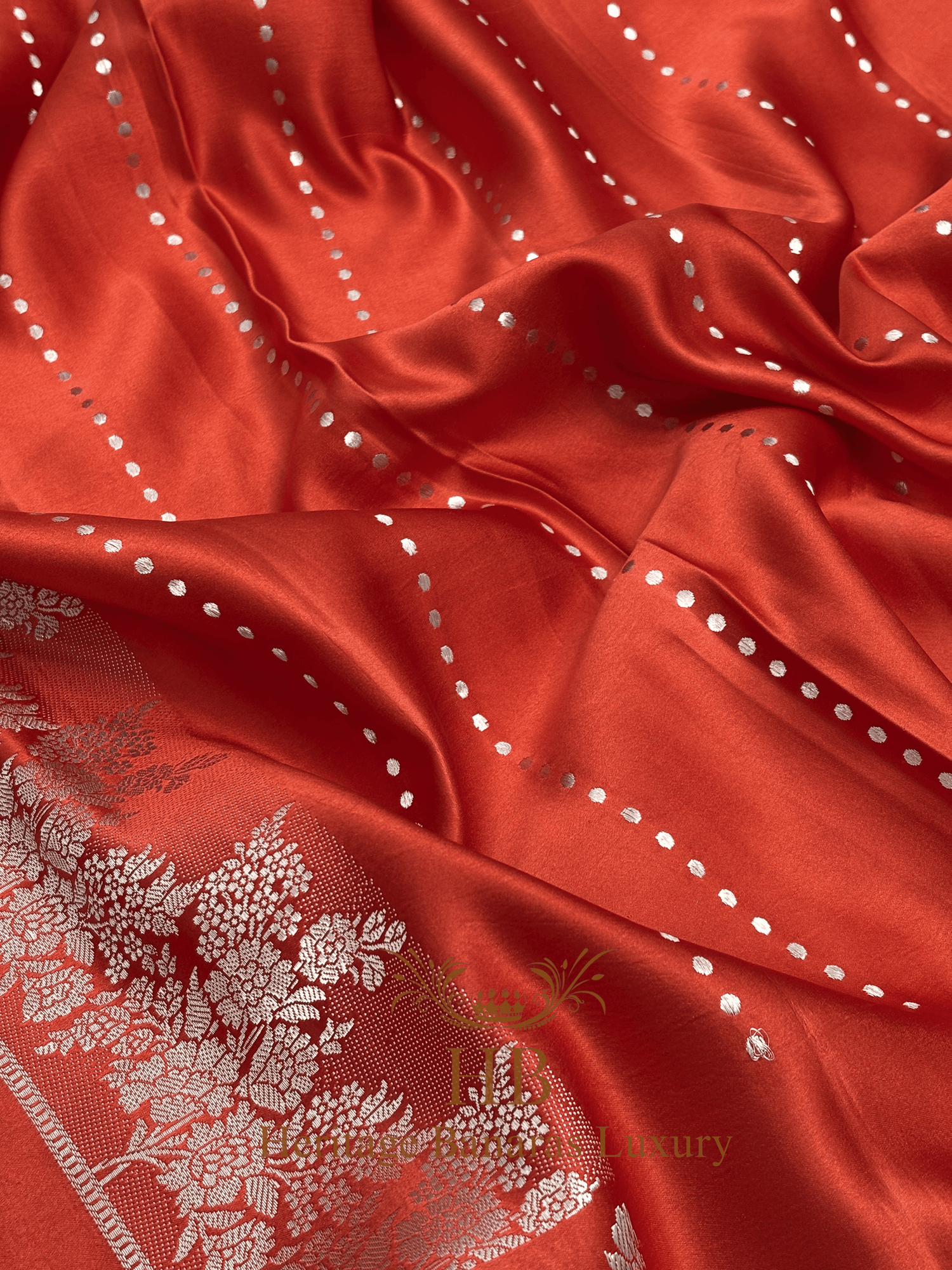 Vibrant Orange Handwoven Banarasi Pure Mashru Silk Saree