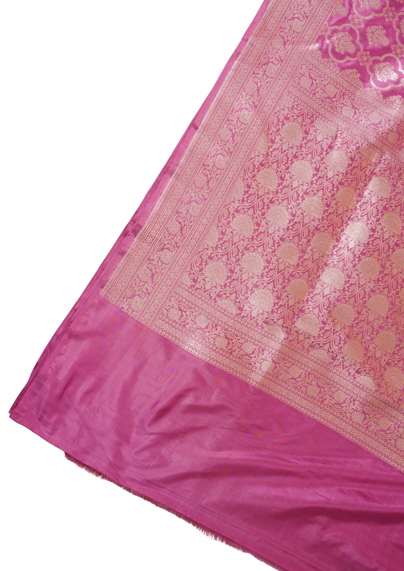 Rani Pink Banarasi Pure Katan Silk Jaal Saree
