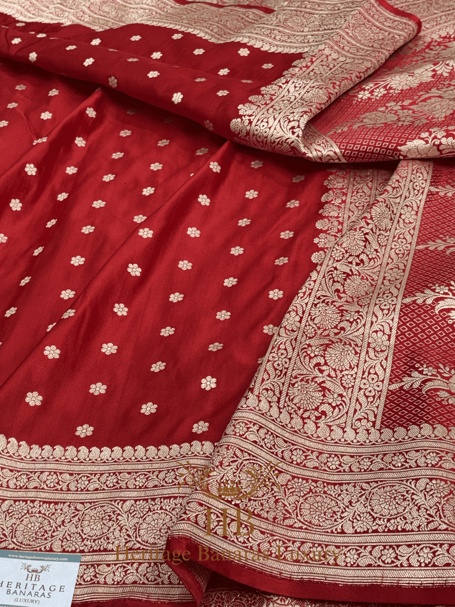 Red Handwoven Banarasi Satin Silk Saree
