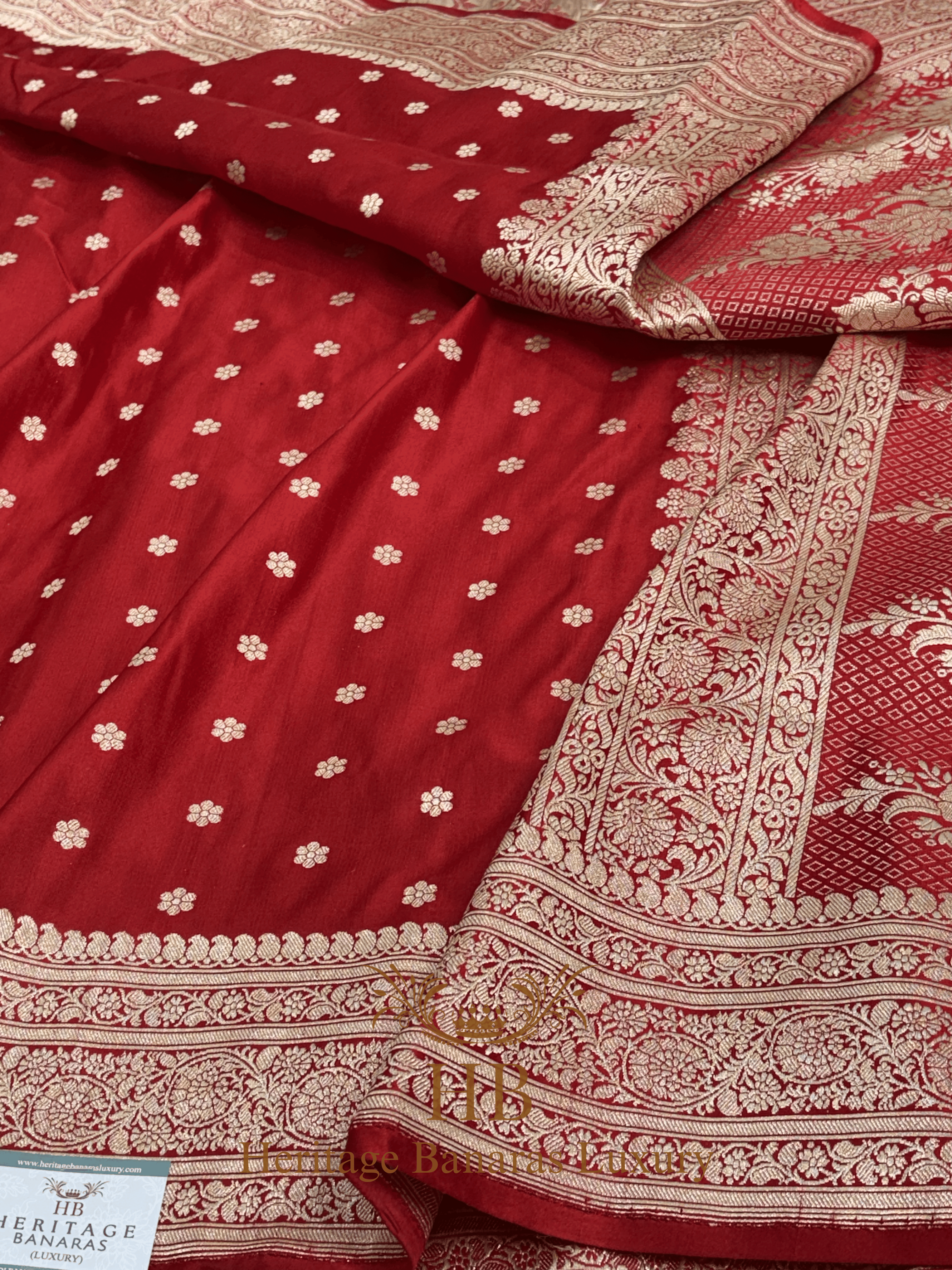 Red Handwoven Banarasi Satin Silk Saree