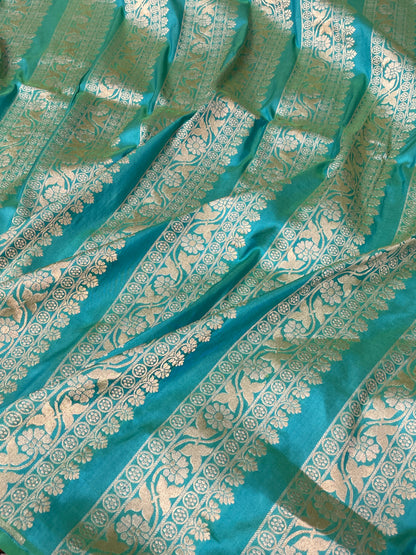 Turquoise Blue Banarasi Pure Katan Silk Lehenga