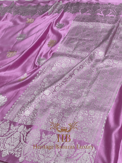 Baby Pink Handwoven Banarasi Pure Mashru Silk Saree