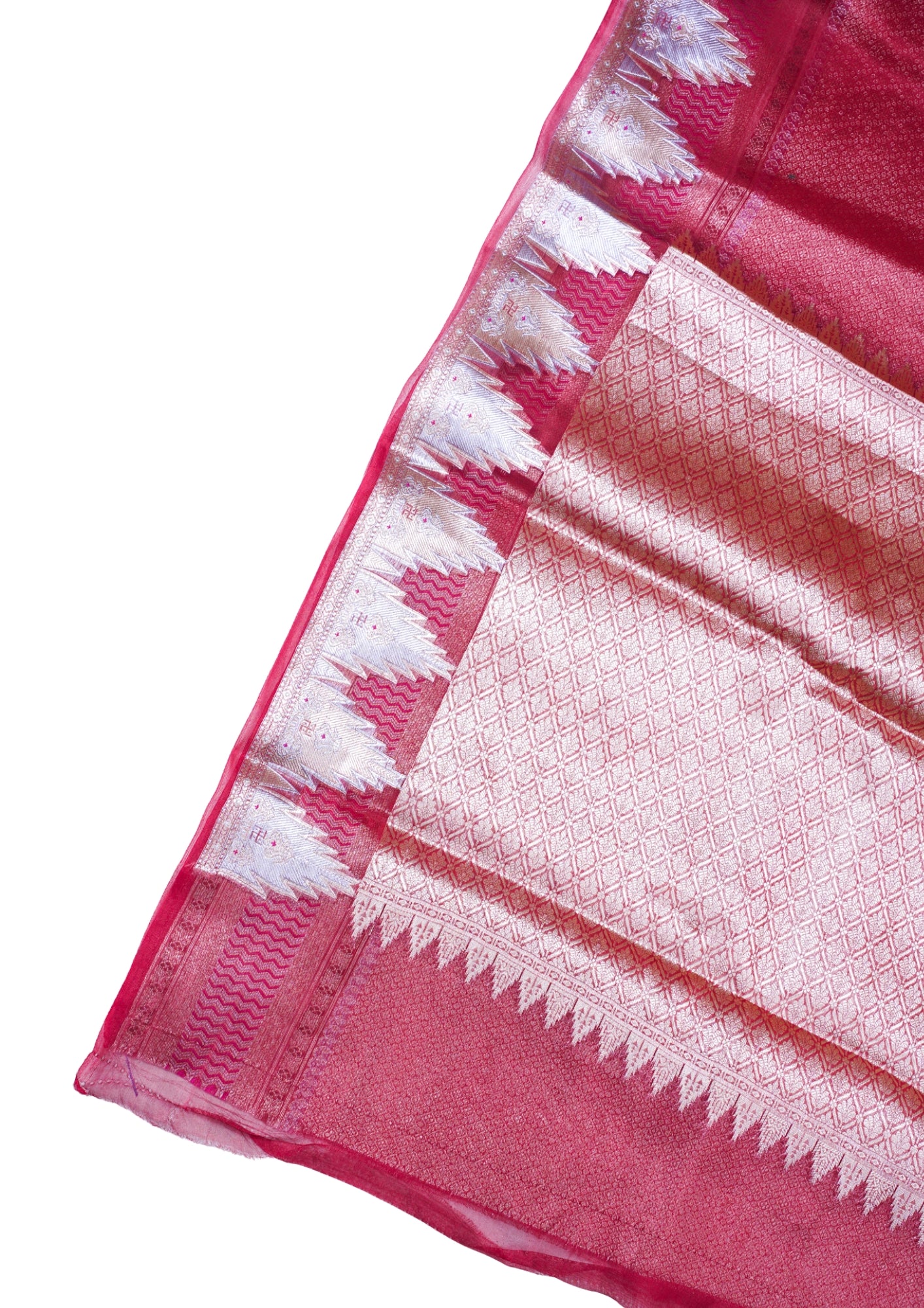 Ruby Red Banarasi Pure Tissue Silk Saree