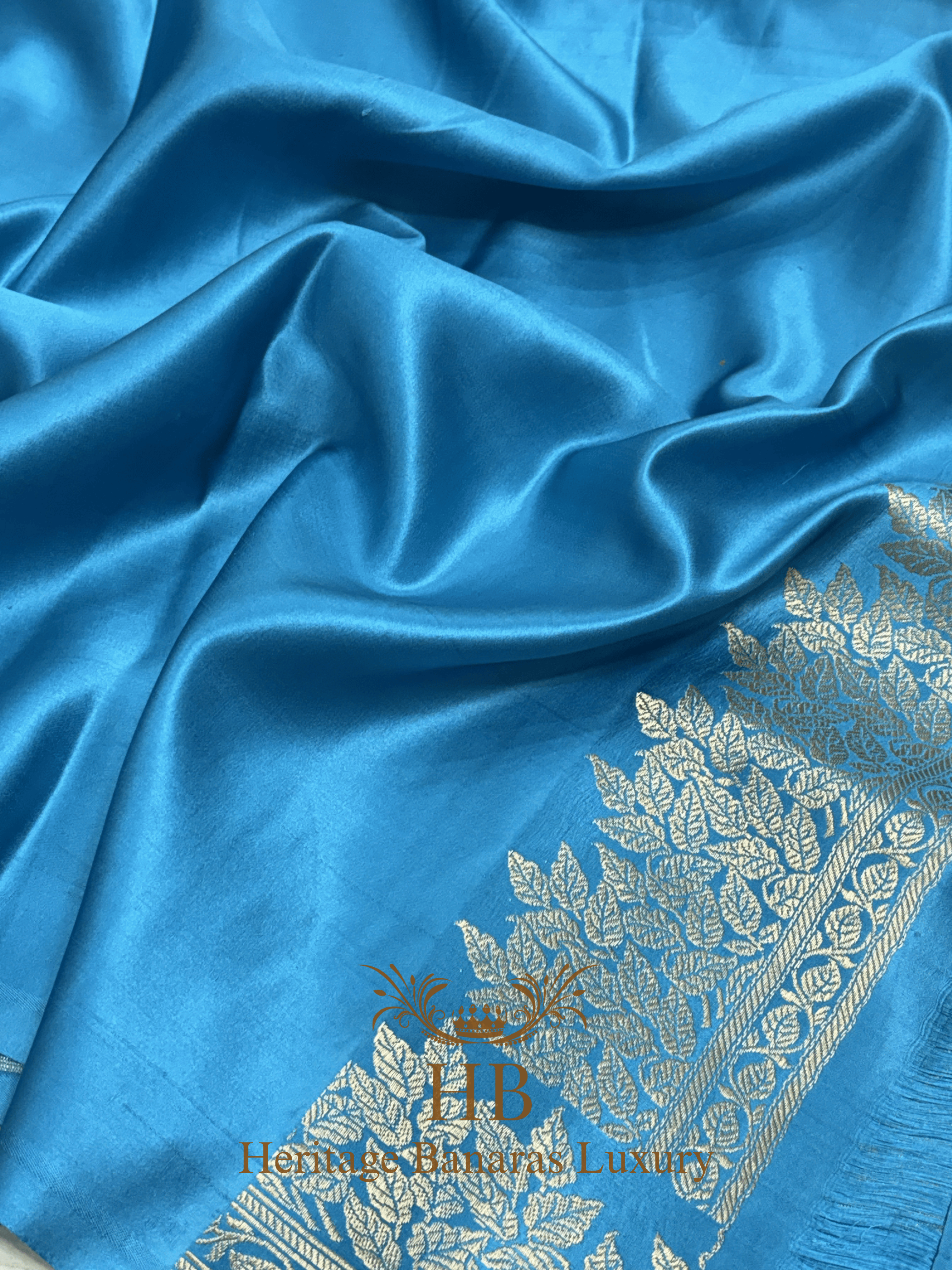 Sky Blue Handwoven Banarasi Pure Mashru Silk Saree