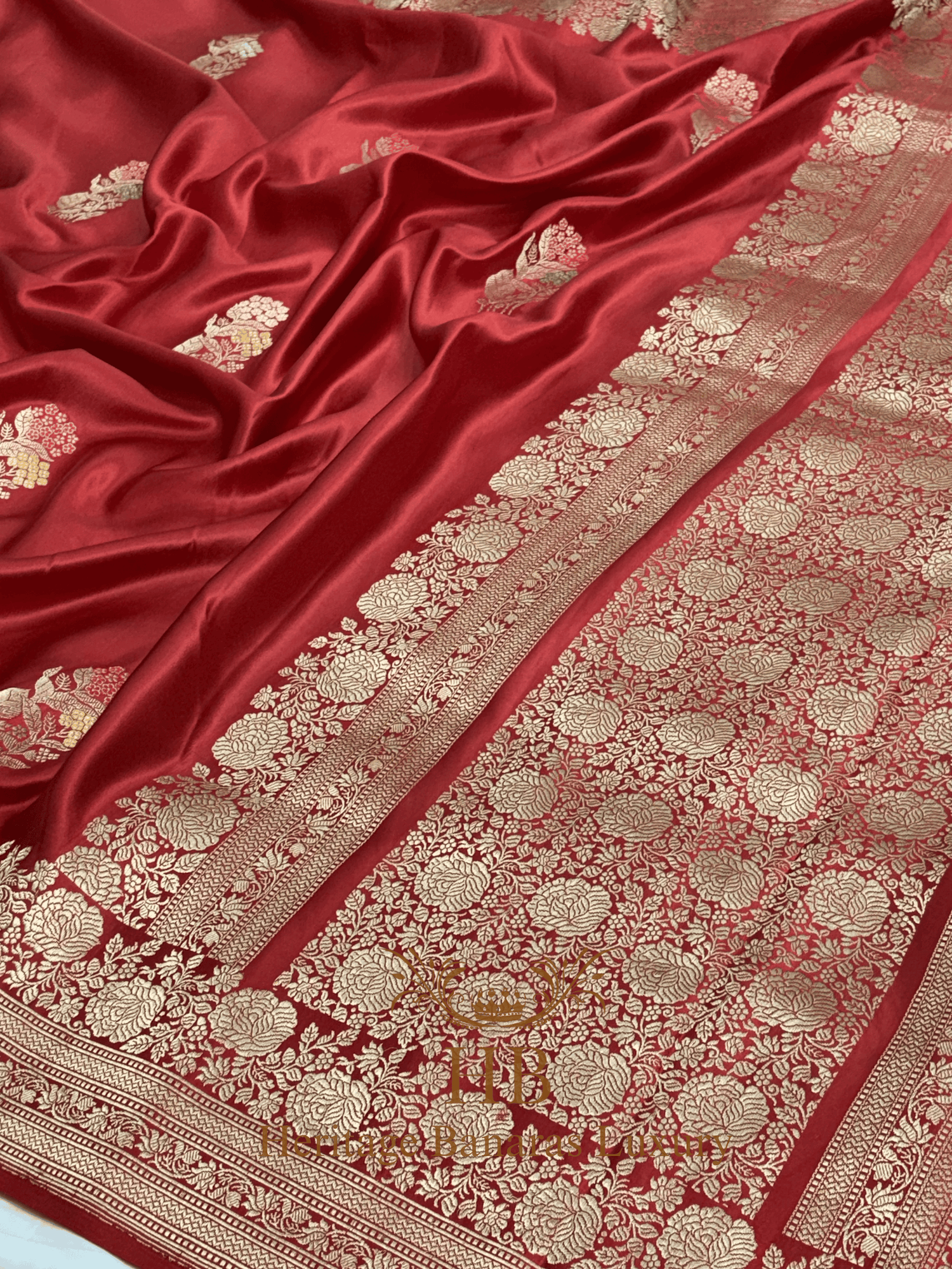 Rich Red Handwoven Banarasi Pure Mashru Silk Saree