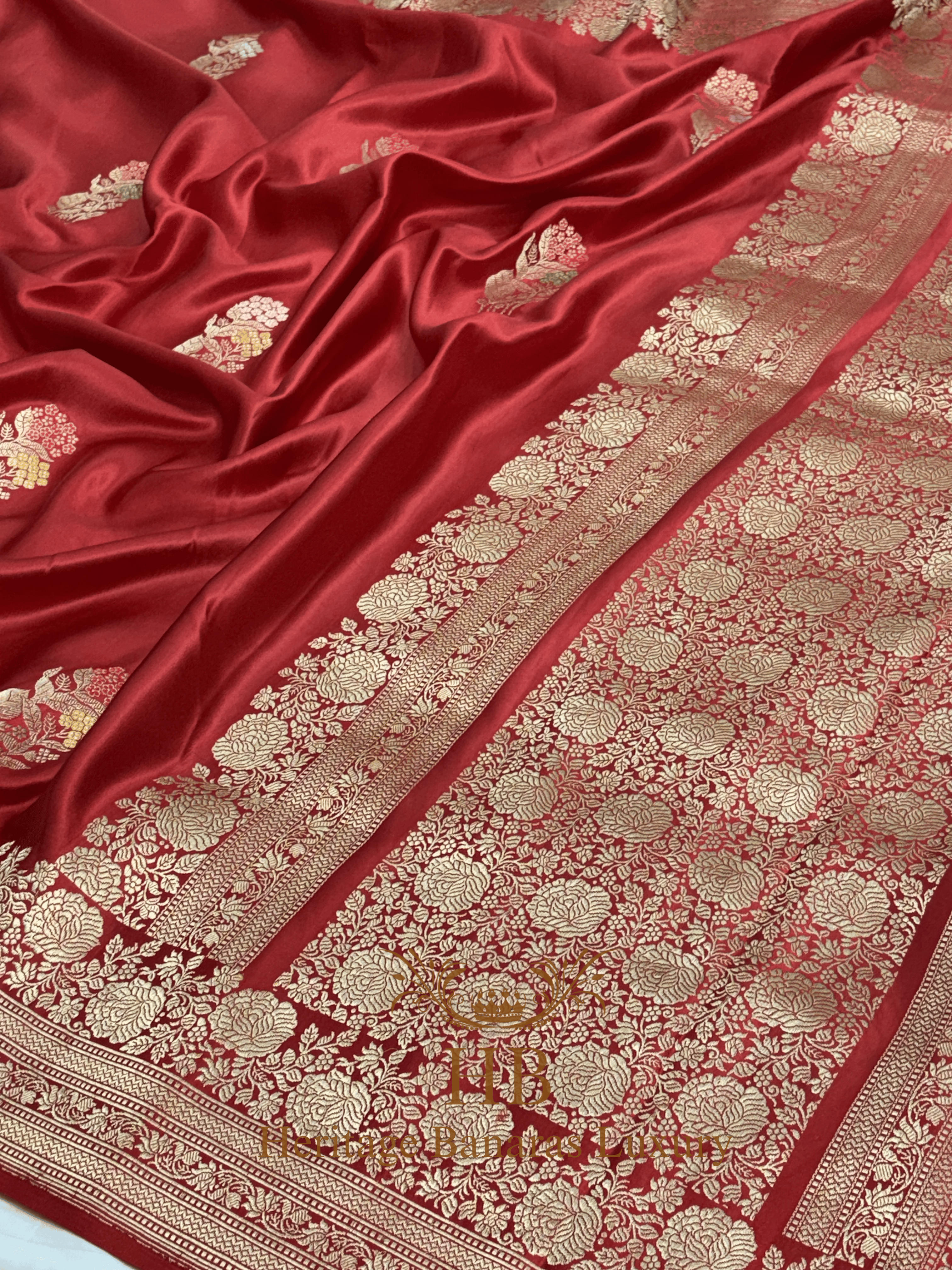 Rich Red Handwoven Banarasi Pure Mashru Silk Saree