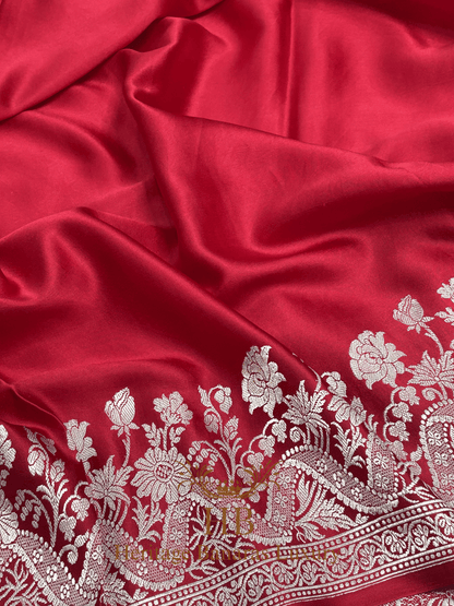 Royal Red Handwoven Banarasi Pure Mashru Silk Saree