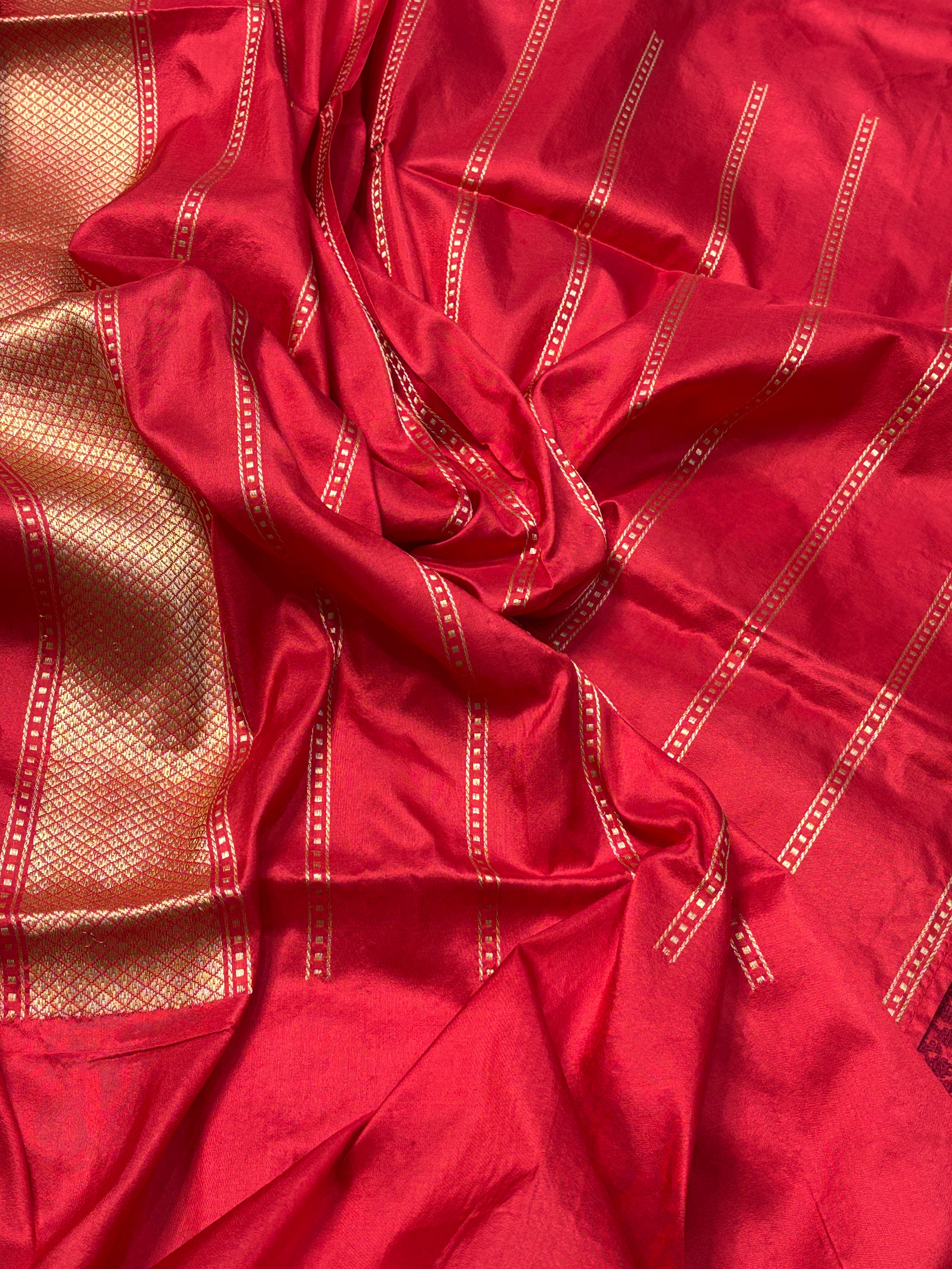 Red Pure Banarasi Katan Silk Handwoven Saree