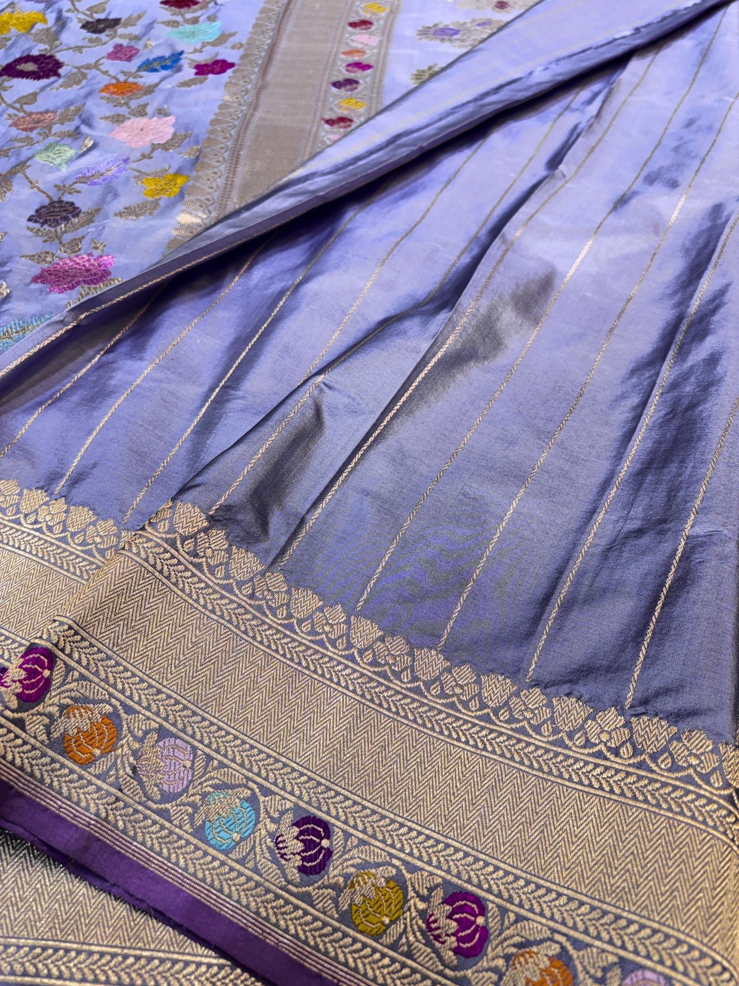 Winkle Blue Pure Banarasi Katan Silk Handloom Saree