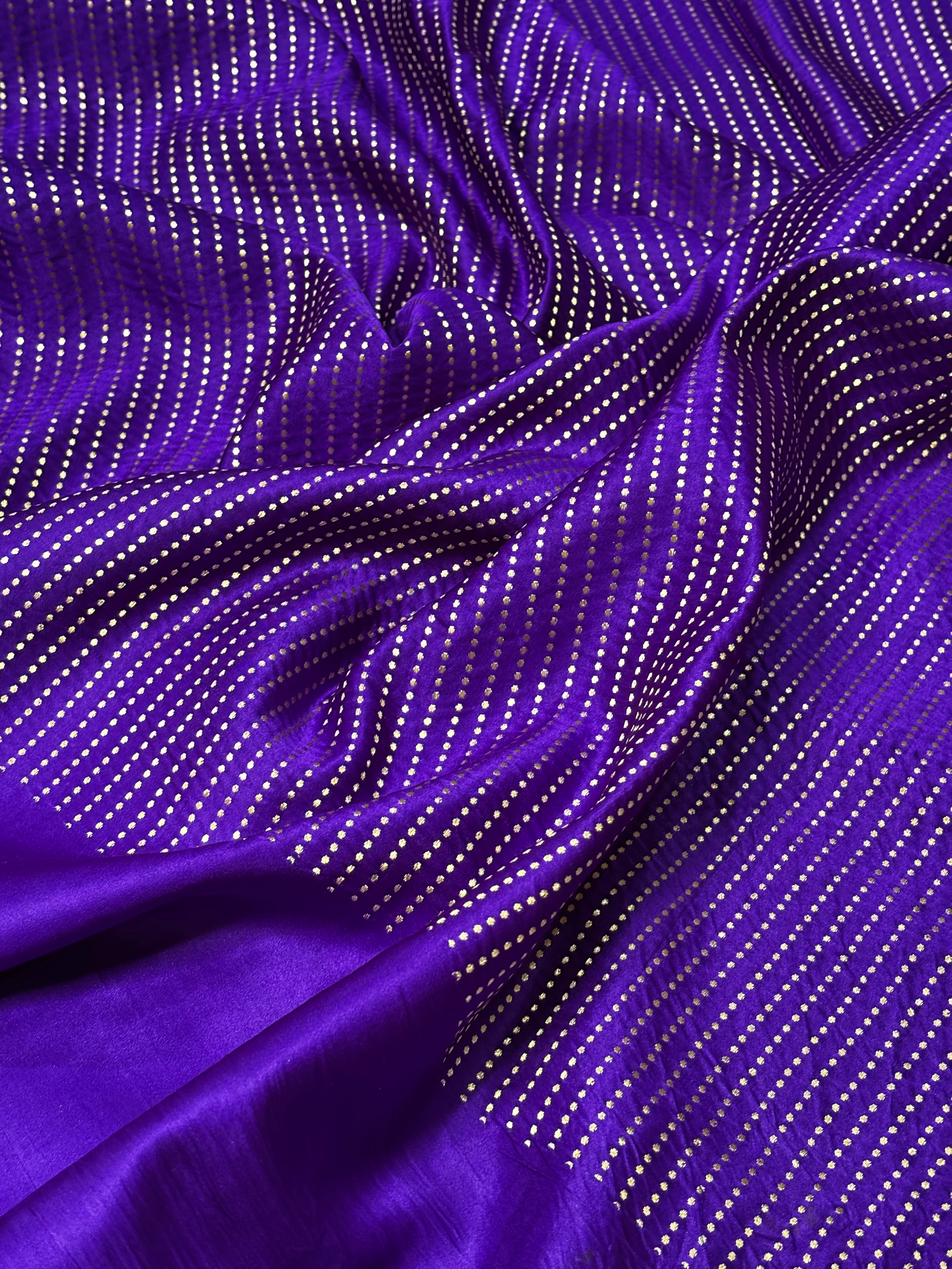 Purple Banarasi Satin-Mashru Silk Handwoven Saree