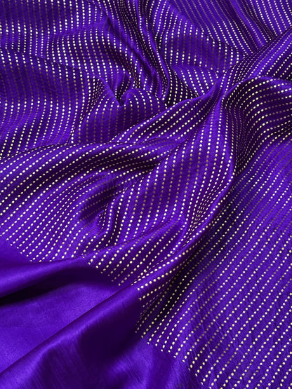 Purple Banarasi Satin-Mashru Silk Handwoven Saree