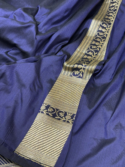 Royal Navy Blue 
Pure Banarasi Katan Silk Handwoven Saree